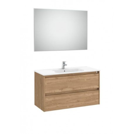 Roca Pack Mueble Baño Victoria Basic 600 Nogal + Lavabo Y Espejo
