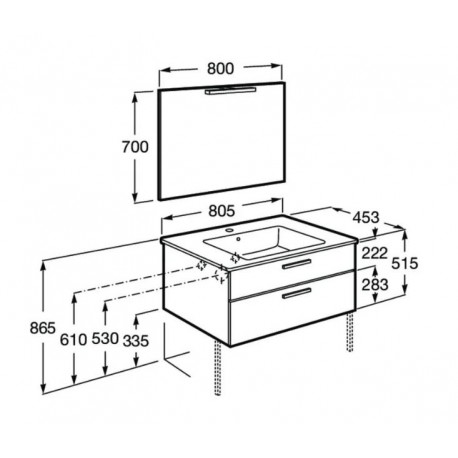 Pack Roca Victoria Basic 800 Abedul Mueble De Baño Suspendido – imagen 2