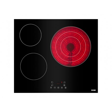 SVAN SVV6372B PLACA VITROCERAMICA 3 F 3 zonas de cocción y 9 niveles. Control táctil. Bloqueo infantil. 5700 W.
