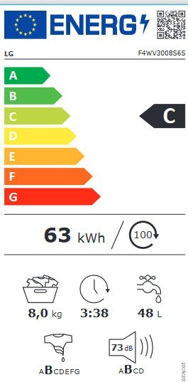 LG F4WV3008S6S lavadora Carga frontal 8 kg 1400 RPM C Acero inoxidable