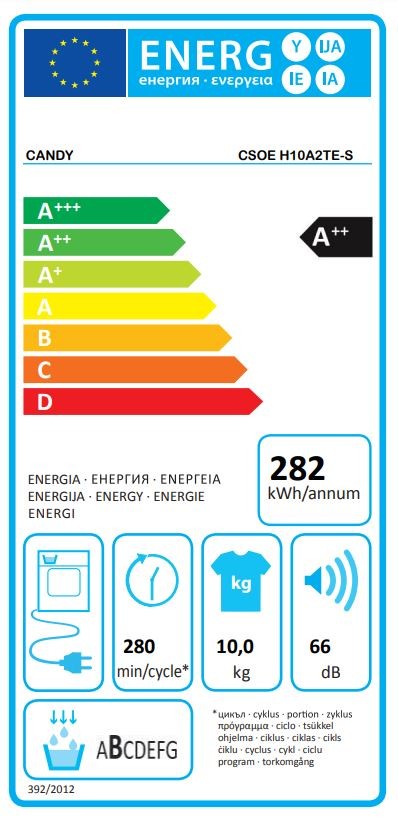 Secadora Bomba de Calor Candy Smart Pro CSOEH10A2TE-S, 10 KG, Clase A++, Secadoras  bomba calor