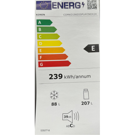 Konen Comko186displayinox24 Frigorífico Combi 295L No Frost – imagen 2